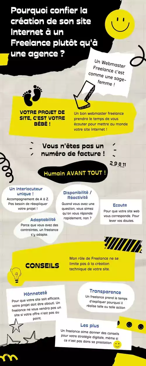infographie sur les avantages d'un freelance webmaster vs une agence digitale